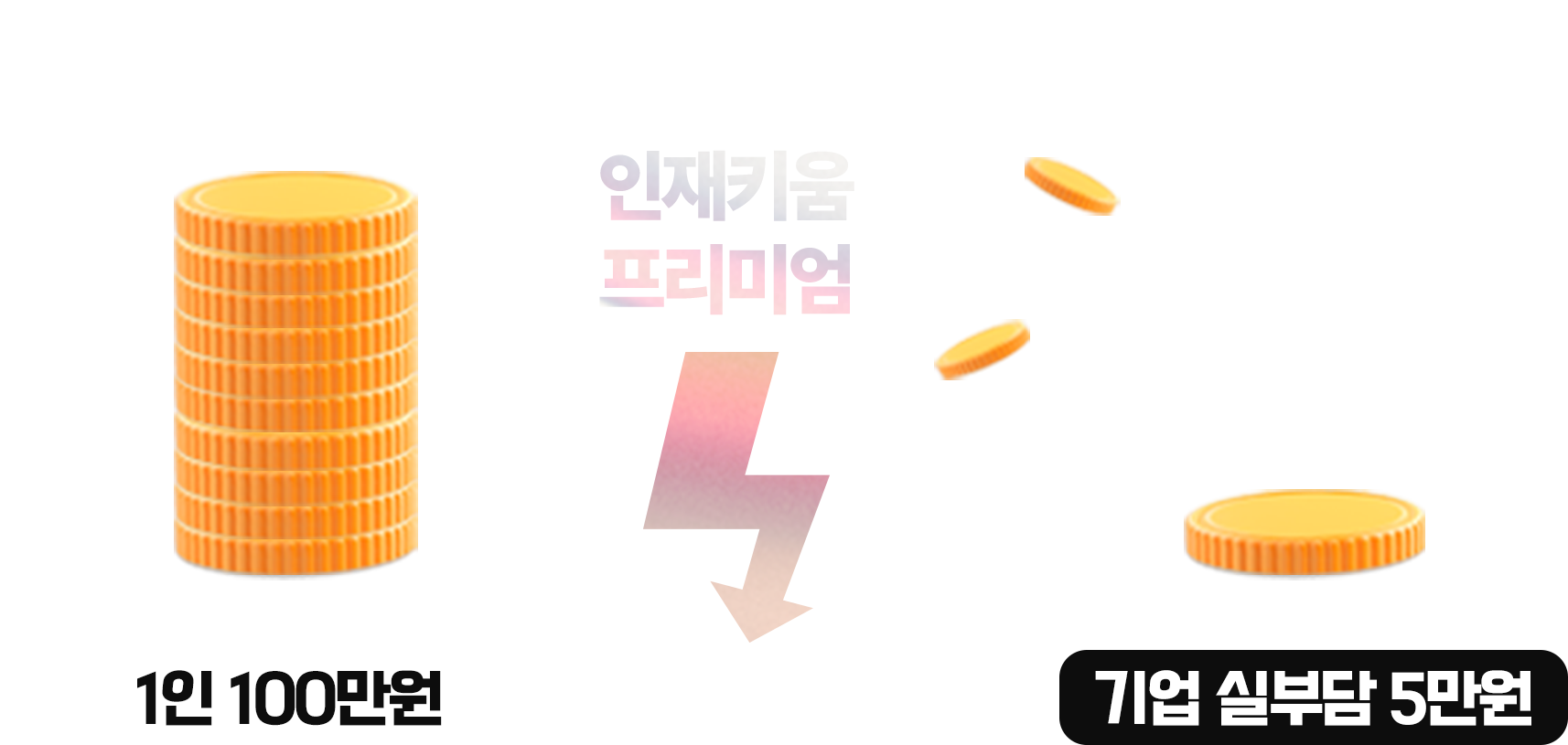 교육비 지원 방식: 1인 100만원 → 기업 실부담 5만원